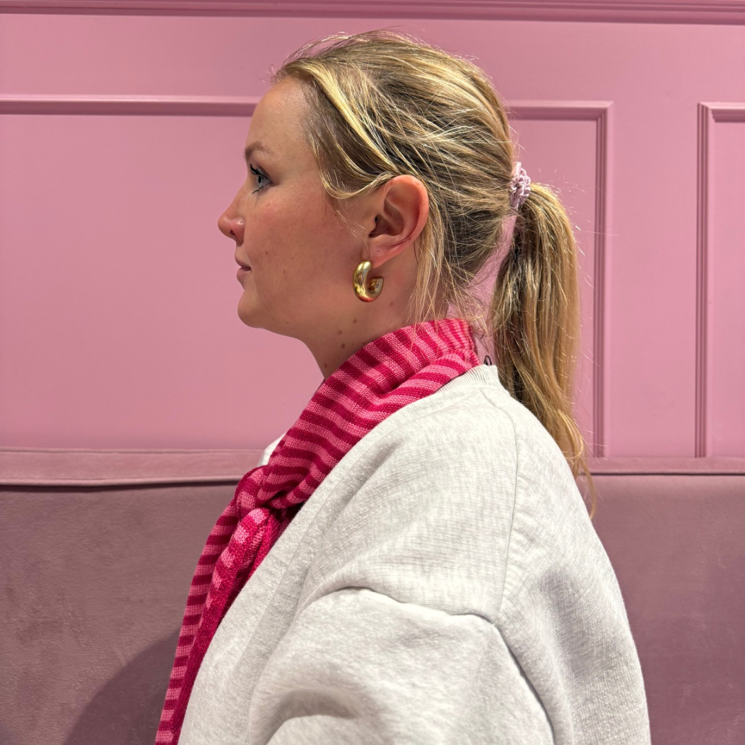 Bufanda Triangular - Raya rosa - Pequeña