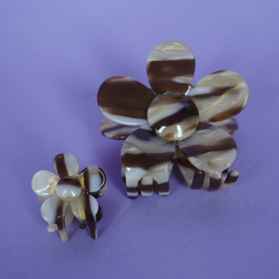 Haarclip Flower Mocca-Klein