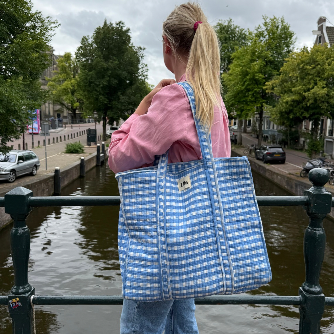 Bolsa de mano - Gingham - Azul - RITS -No.10