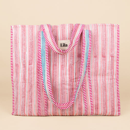 Bolso tote - Rayas - Rosa - Verde - No.14