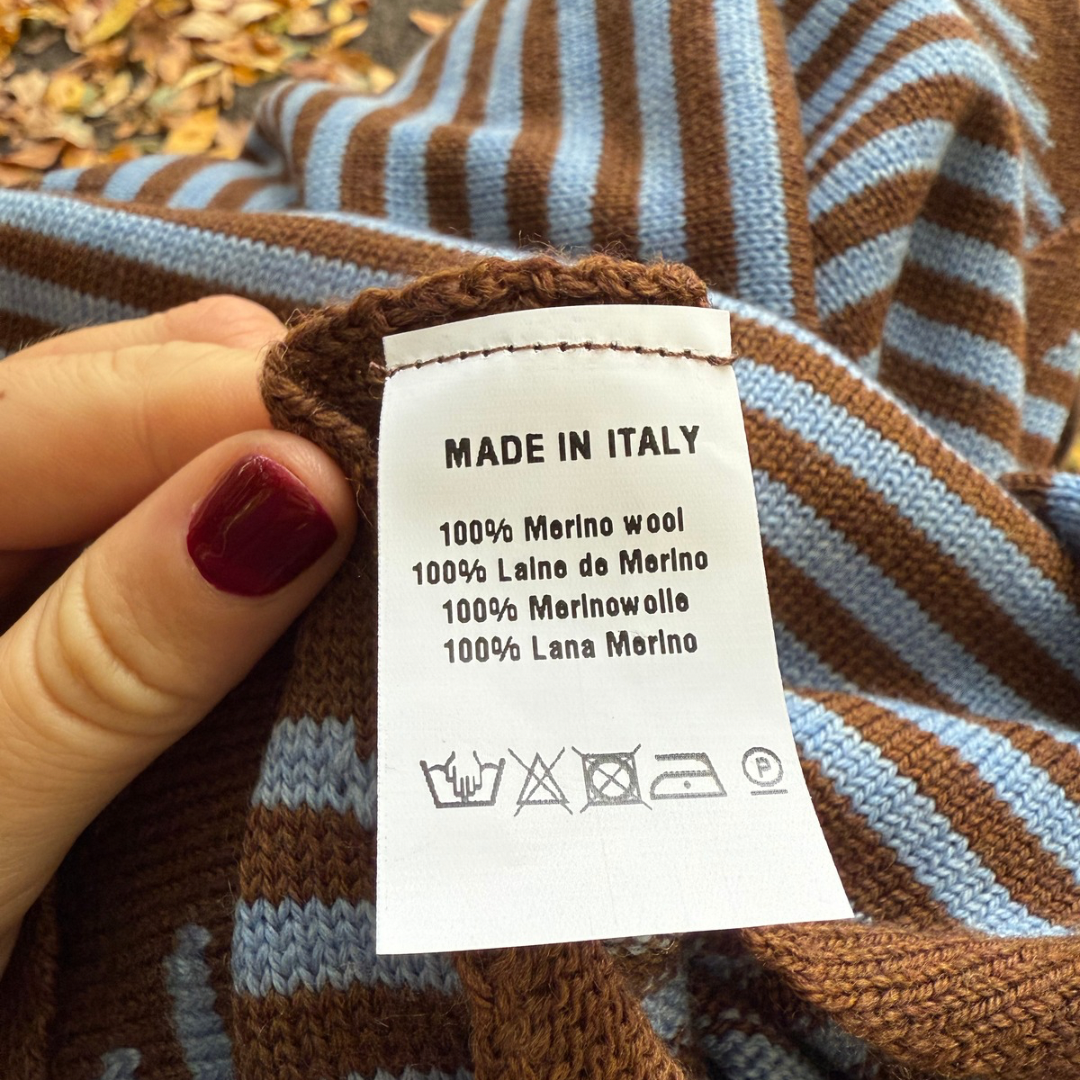 Triangle Scarf - Blue & Brown stripe - Small