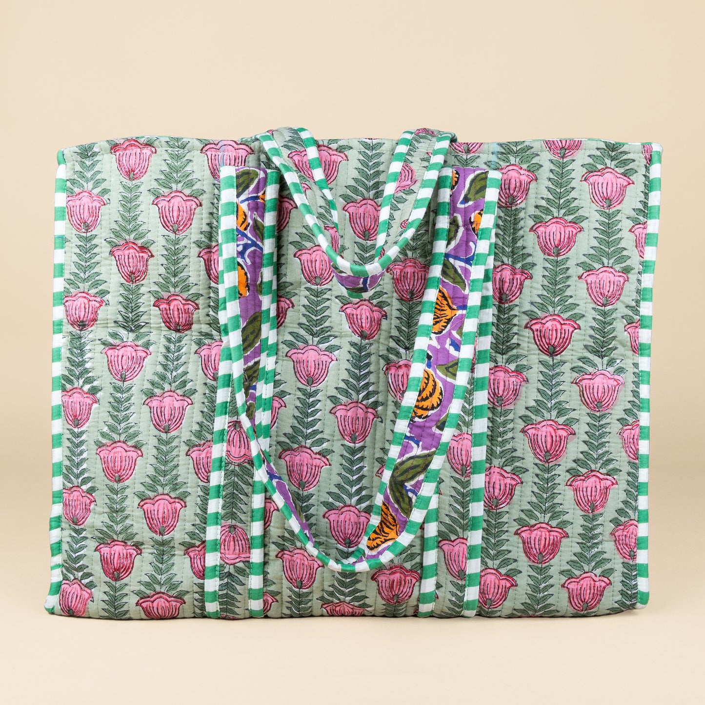Tote Bag - Groen - Lila - Rits - No.3