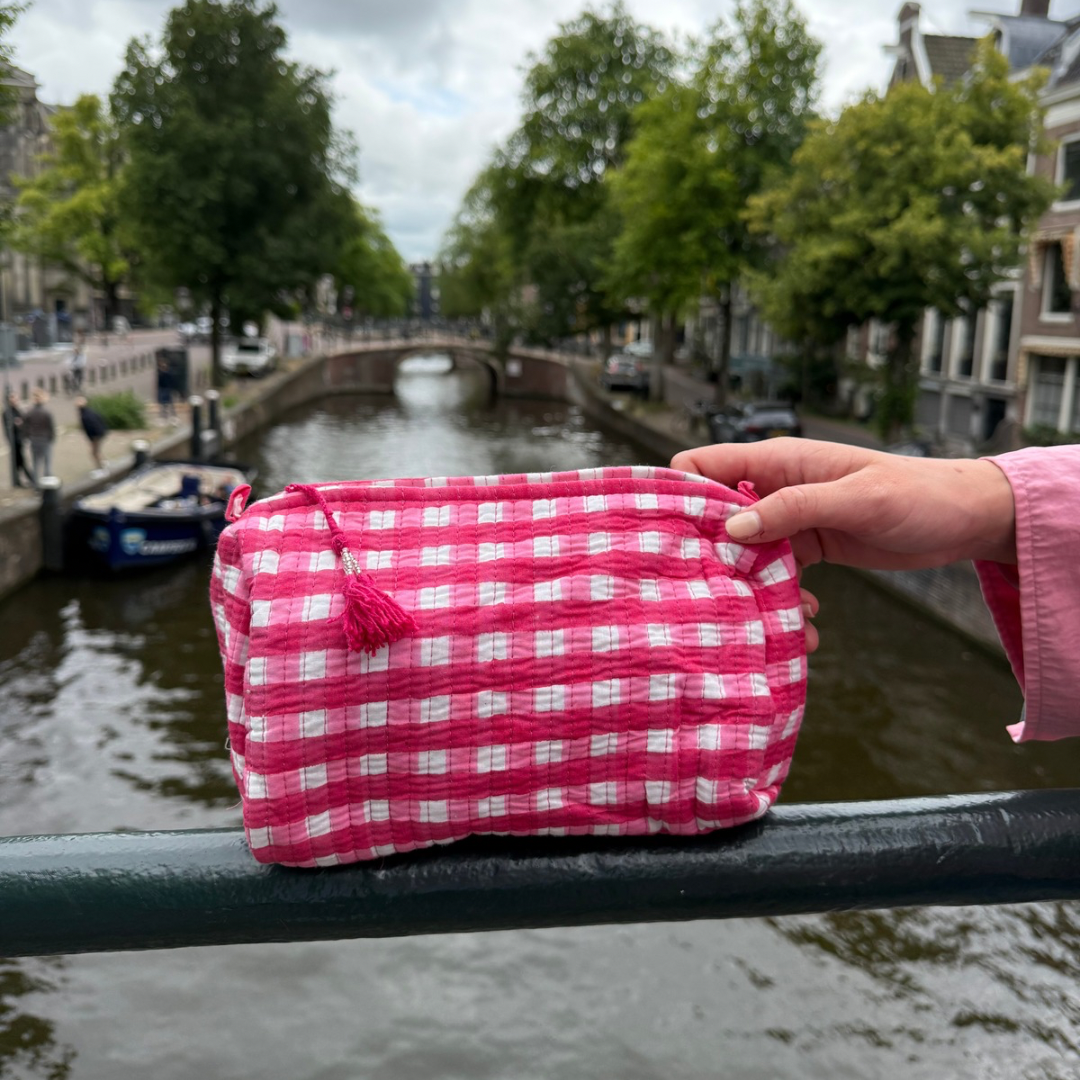 Tote bag - Gingham - Roze - Rits- No.9
