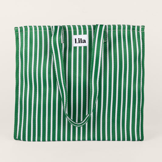 Recycled Nylon Tote - Green Stripe