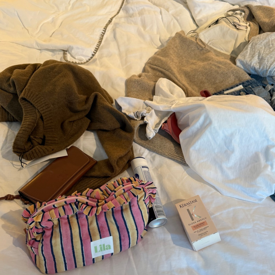 Neceser - Rayas - Volante - Rosa - Amarillo mantequilla - Grande