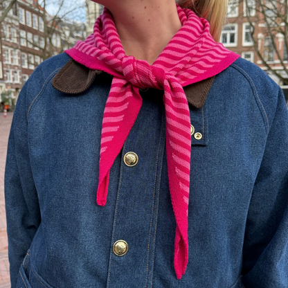 Triangle Scarf - Pink stripe - Small