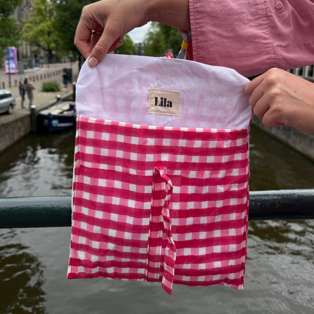 Tote bag - Gingham - Roze - Rits- No.9