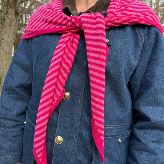 Bufanda Triangular - Raya rosa - Grande