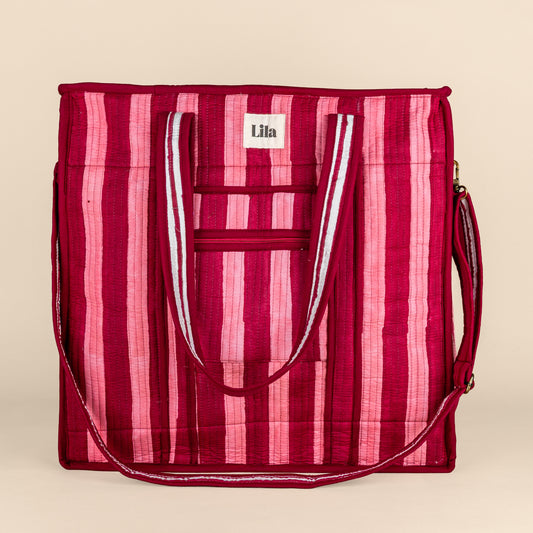 Organized Tote - Burgundy - Stripe - No.1