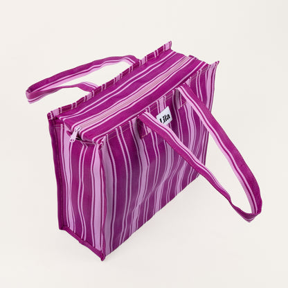 Recycled Nylon Tote - Fuchsia Stripe