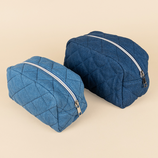 Recycled - toilet bag set - Jeans - Pink