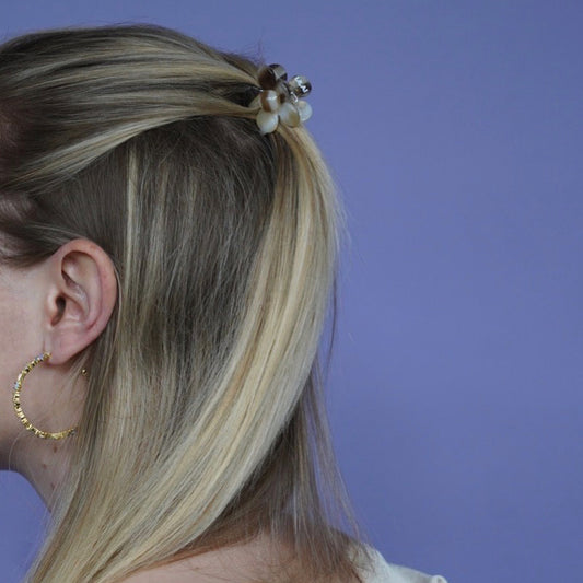 Haarclip Bloem Mocca-klein