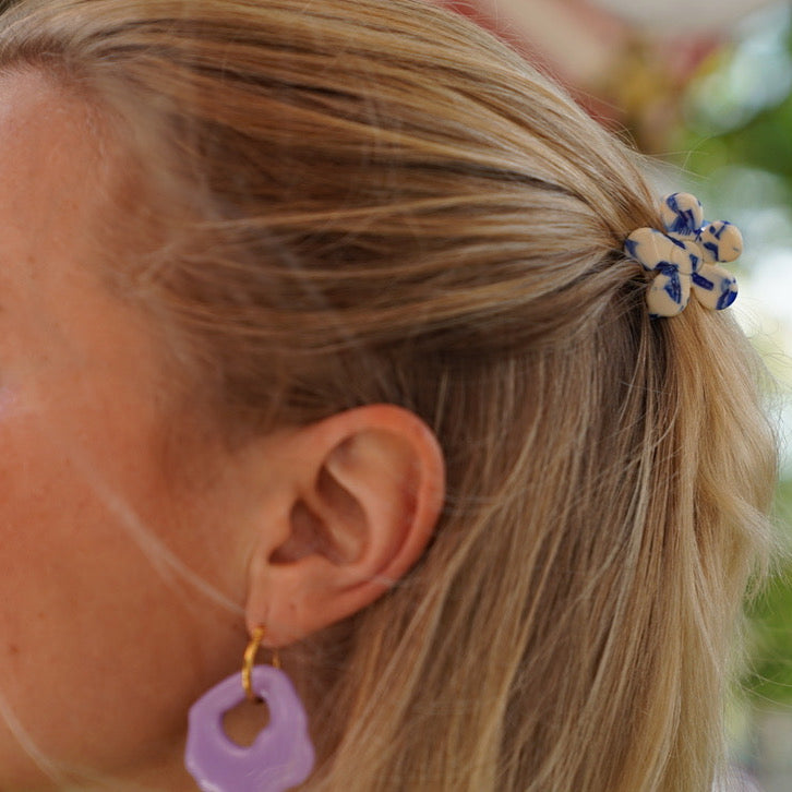Haarspangen Blumen Delfter Blau