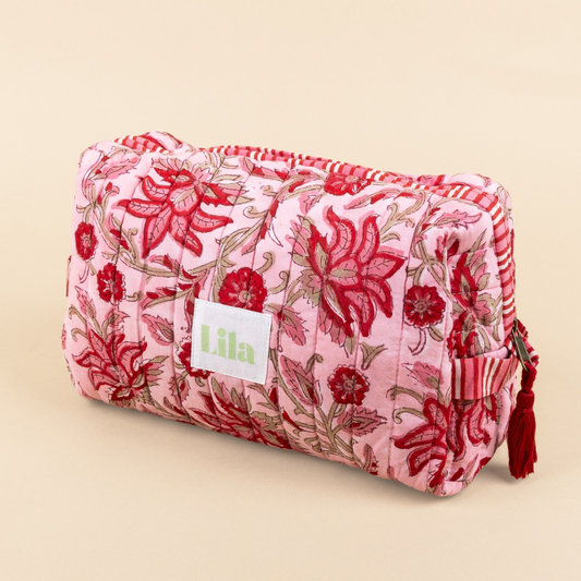 Toilettas - Floral - Roze - Groot